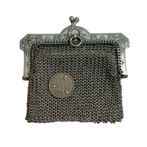 antique-french-silver-925-mesh-purse-and-three-pence-coin