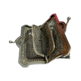 1800s Antique 925 Silver Chatelaine Purse with Threepenny Coin - hurdyburdy vintage