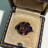 Antique Georgian 9ct Gold Garnet Lace Pin in old jewellery box