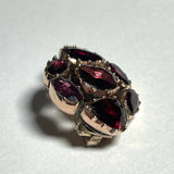 Antique Georgian 9ct Gold Garnet Lace Pin with collet pie crust setting