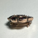 Antique Georgian 9ct Gold Garnet Lace Pin brooch side showing collet frame