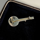 Antique Silver Banjo Brooch