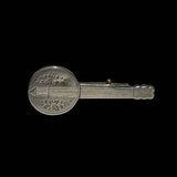 Antique Silver Banjo Brooch