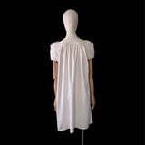 Antique White Cotton Chemise with Shell Buttons and Crochet Lace Trim - hurdyburdy vintage