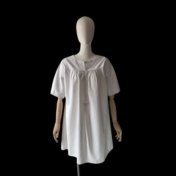 Victorian White Linen Chemise Monogrammed KP - hurdyburdy vintage