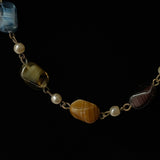 Antique Agate, Quartz and Faux Pearl Necklace