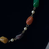 Antique Agate, Quartz and Faux Pearl Necklace