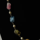 Antique Agate, Quartz and Faux Pearl Necklace