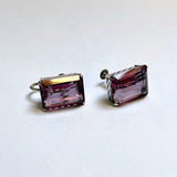 Amethyst Paste Art Deco Pendant and Screw Back Earrings