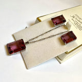 Amethyst Paste Art Deco Pendant and Screw Back Earrings