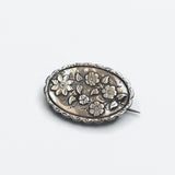 Solid Silver Antique Victorian Flower Brooch, Hallmarked to 1888 at hurdyburdy vintage jewellery shop