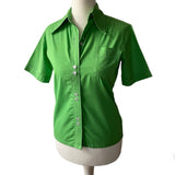 Cute apple green 1970s vintage short sleeve shirt with pointed collar. at hurdyburdy vintage shop
