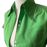 Cute apple green 1970s vintage short sleeve shirt with pointed collar. at hurdyburdy vintage shop