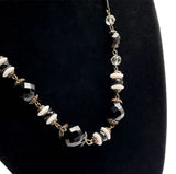 Antique 1920s black and white Cezch Glass Necklace at hurdyburdy vintage jewellery shop