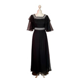 1960s Black and Silver Chiffon Evening Dress by Laura Phillips