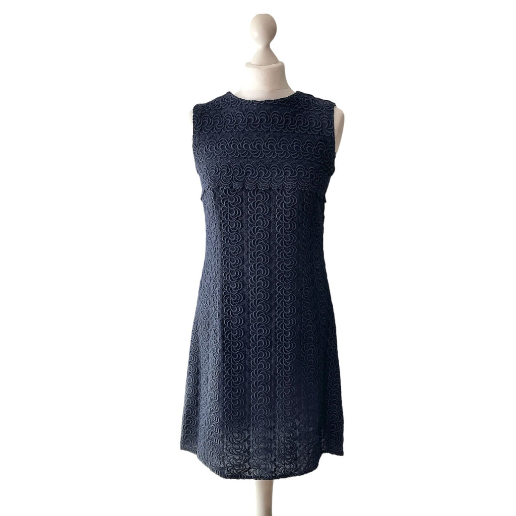 Vintage 1960s Blue Guipure Lace Sleeveless Mini Dress hurdyburdy vintage Vintage 1960s Blue Guipure Lace Sleeveless Mini Dress hurdyburdy vintage