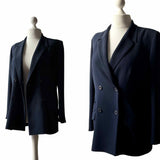 80s Double Breasted Navy Blue Blazer By Alexon