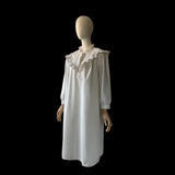 Vintage White Cotton Nightdress with Pink Ruffles