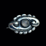 Antique 1900s Danish Siver Moonstone Brooch