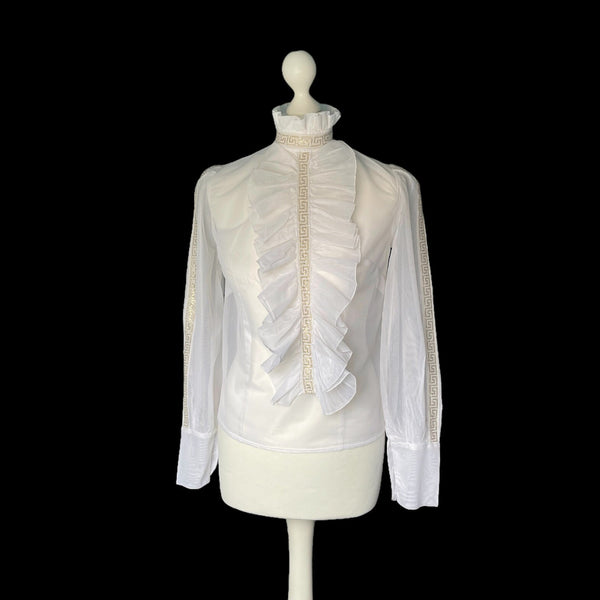 1960s Sheer White Ruffle Blouse