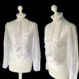 1960s Sheer White Ruffle Blouse