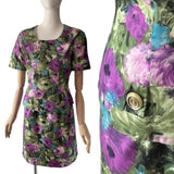 1950s Purple Peplum Floral Dress