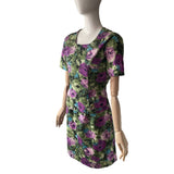 1950s Purple Peplum Floral Dress