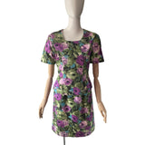 1950s Purple Peplum Floral Dress