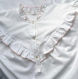 Vintage White Cotton Nightdress with Pink Ruffles