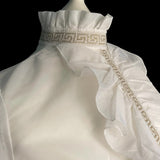 1960s Sheer White Ruffle Blouse