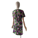 1950s Purple Peplum Floral Dress