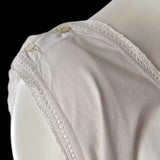 Antique White Cotton Chemise with Shell Buttons and Crochet Lace Trim - hurdyburdy vintage