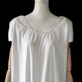Antique White Cotton Chemise with Shell Buttons and Crochet Lace Trim - hurdyburdy vintage