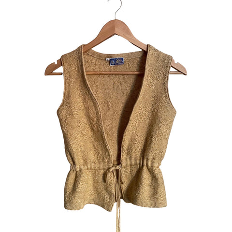 1970’s Knitted Waistcoat or Vest with Tie Waist