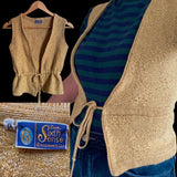 1970’s Knitted Waistcoat or Vest with Tie Waist - hurdyburdy vintage