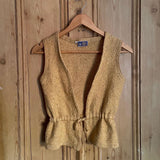 1970’s Knitted Waistcoat or Vest with Tie Waist - hurdyburdy vintage