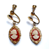 Vintage Cameo Earrings with Screw Backs