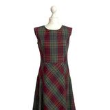 Plaid vintage 90s Laura Ashley dress on a mannequin against a white background