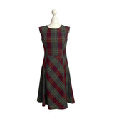 Plaid vintage 90s Laura Ashley dress on a mannequin against a white background