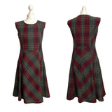 Plaid vintage 90s Laura Ashley dress on a mannequin against a white background