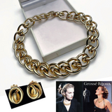 Gold Plated 1980s Christian Dior Earrings with Grossé Statement Necklace