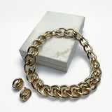 80s Christian Dior Clip On Earrings & Grossé Bijoux Gold Chain Necklace