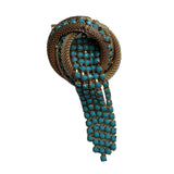 1960s Turquoise & Gold Mesh Waterfall Brooch