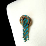 1960s Turquoise & Gold Mesh Waterfall Brooch