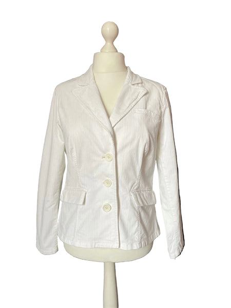 White Cotton Vintage Laura Ashley Blazer Jacket - hurdyburdy vintage
