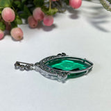 Antique Art Deco Pendant with Large Emerald Glass Stone