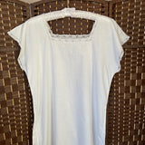 Antique 1920s Nightdress in White Cotton with Crochet Lace Trim at hurdyburdy vintage shop