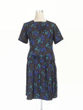 1950's Blue Print Dress - hurdyburdy vintage