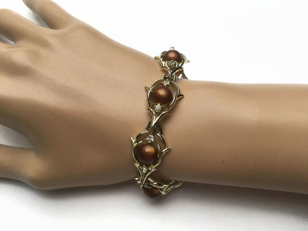 1950's Brown jelly cabochon Bracelet by Coro at hurdyburdy vintage