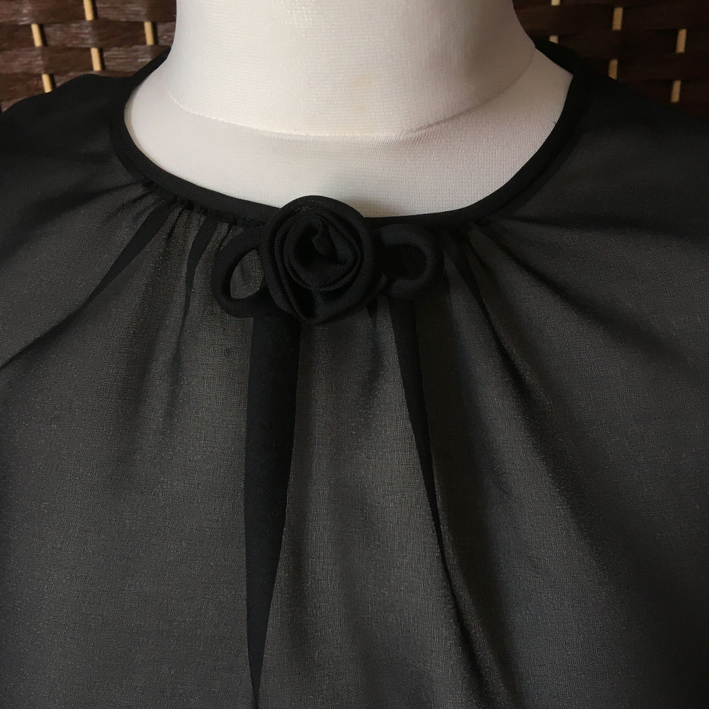 True Vintage 1950's Sheer Black Trevira Blouse With Glass Buttons ...